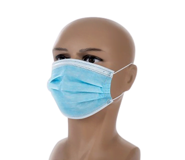 Blue 3ply disposable face mask with earloop