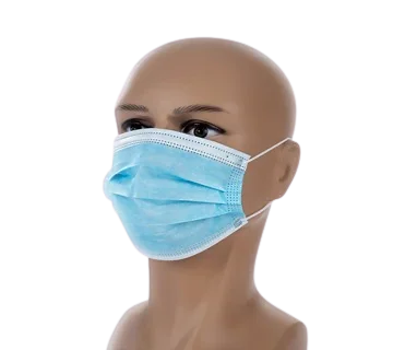 Blue 3ply disposable face mask with earloop