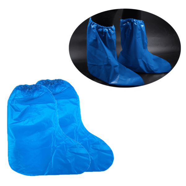 couvre-bottes jetables en PE bleu 45x38cm